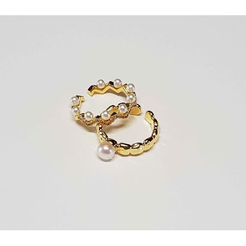 [담수진주] Gold Wave Pearl Ring Set