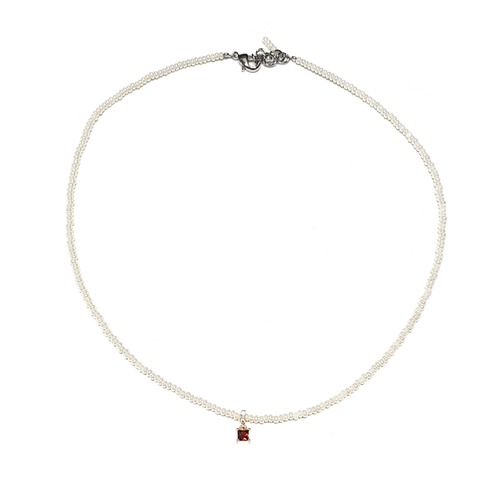 [예능협찬] White Bead Cubic Necklace