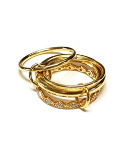 [4Pcs Set] 925Silver Gold Layered Rings