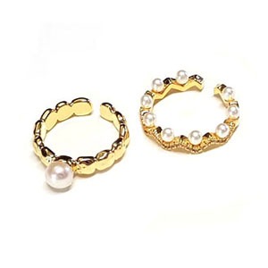 [담수진주] Gold Wave Pearl Ring Set