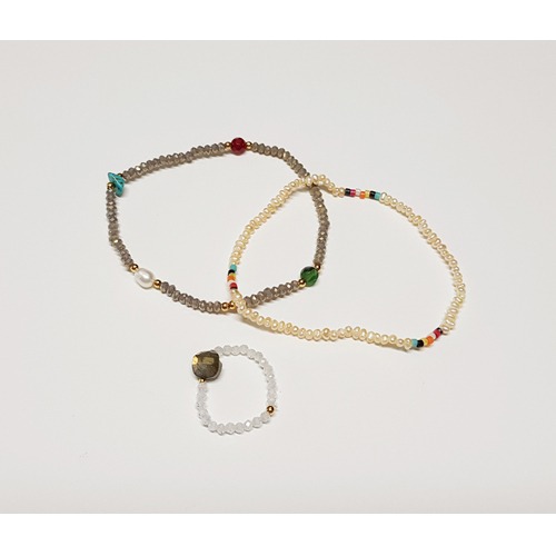 [Set] Bohemian Stone bracelet Ring Set
